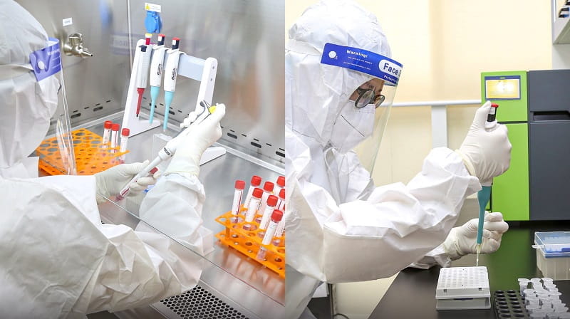 medical staff testing samples